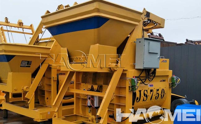 concrete mixer with loading hopper