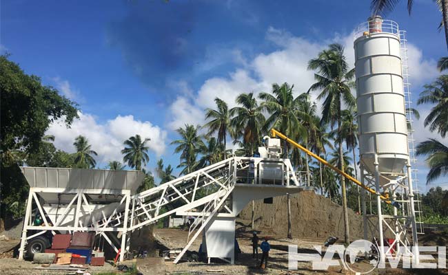 mobile concrete batching mixing plant