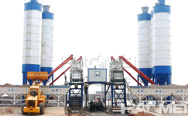 concrete batching plant with two mixers