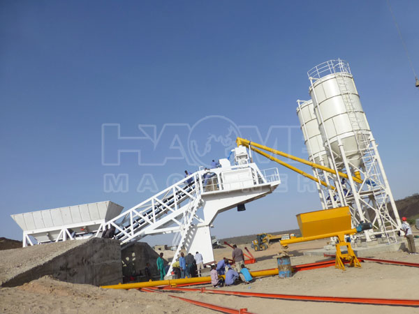 The success installation of YHZS75 mobile concrete batching plant in Somalia