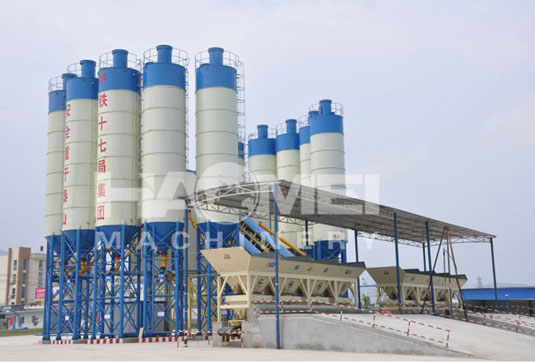 HZS240 stationary cement mixing plant with hot system